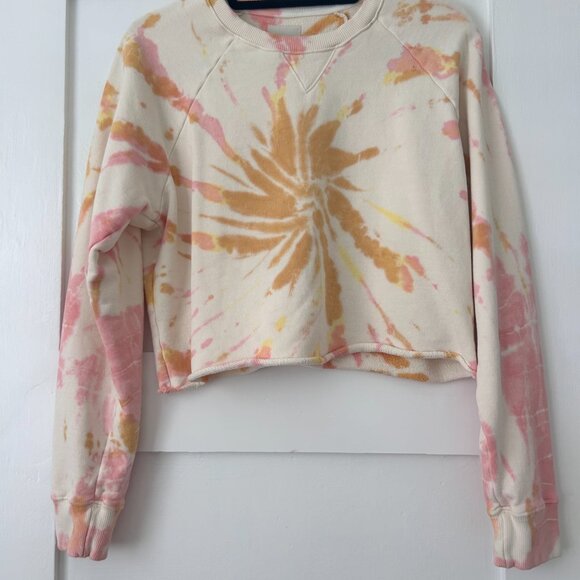 MOTHER:  Cropped Sweatshirt Coral Haze & Lemon - Size: XS - Picture 5 of 5